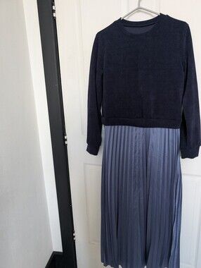 Women’s Navy Sweater and Pleated Skirt One Piece Classic Navy